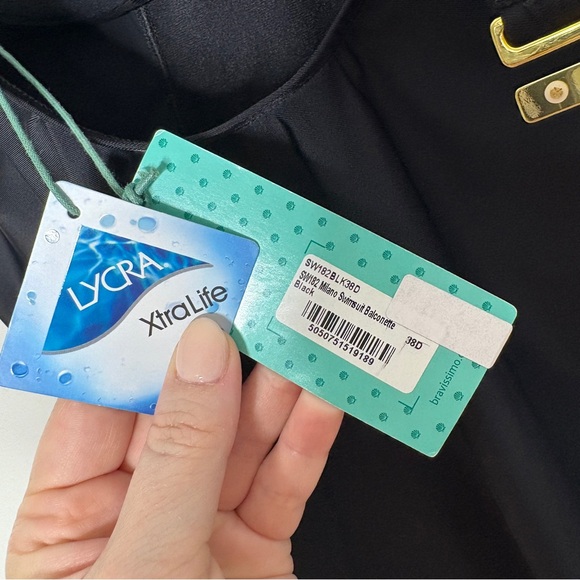 NWT Bravissimo Size 38D Milano Swimsuit Balconette Underwire One Piece In Black - Picture 8 of 9